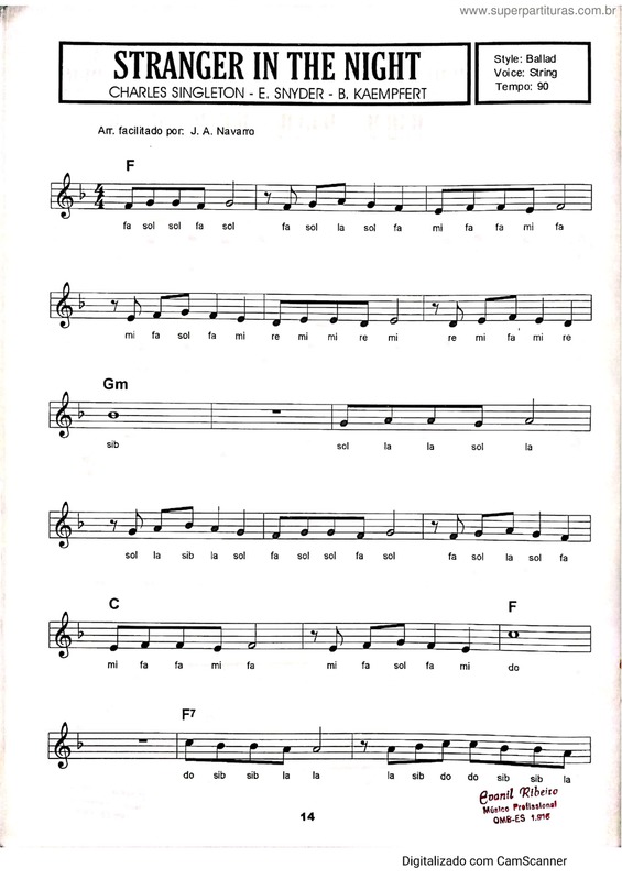 Partitura da música Syranger In The Night