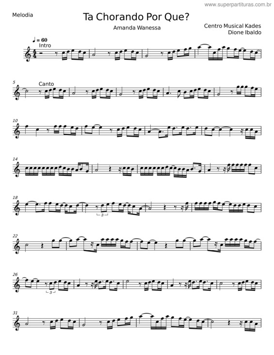 Partitura da música Tá Chorando Por Quê? – Amanda Wanessa v.2
