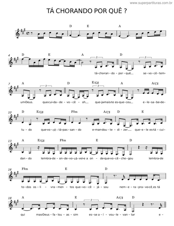 Partitura da música Tá Chorando Por Quê ?