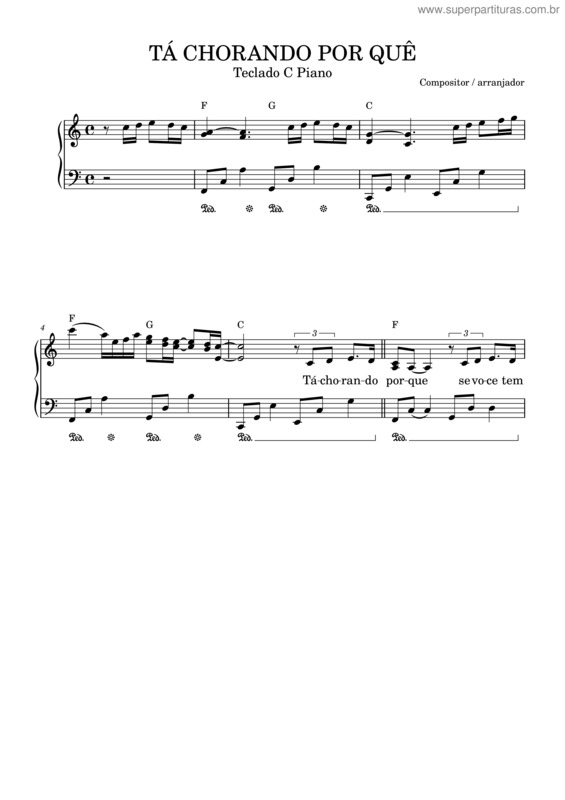 Partitura da música Tá Chorando Por Quê