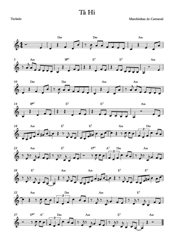 Partitura da música Tá Hi v.5