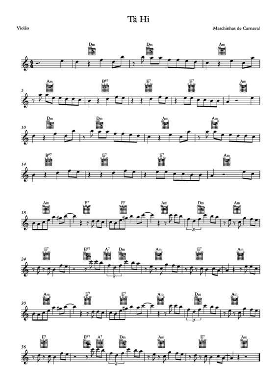 Partitura da música Tá Hi v.8