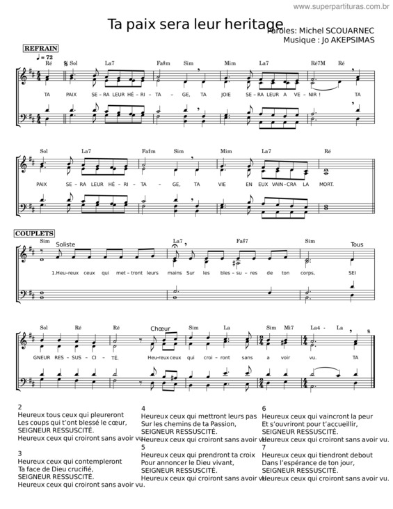 Partitura da música Ta Paix Sera Leur Héritage