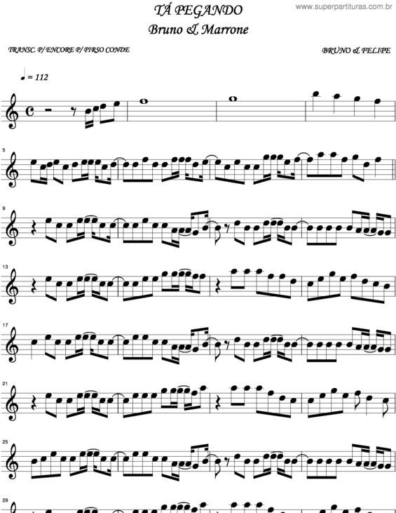 Partitura da música Ta Pegando