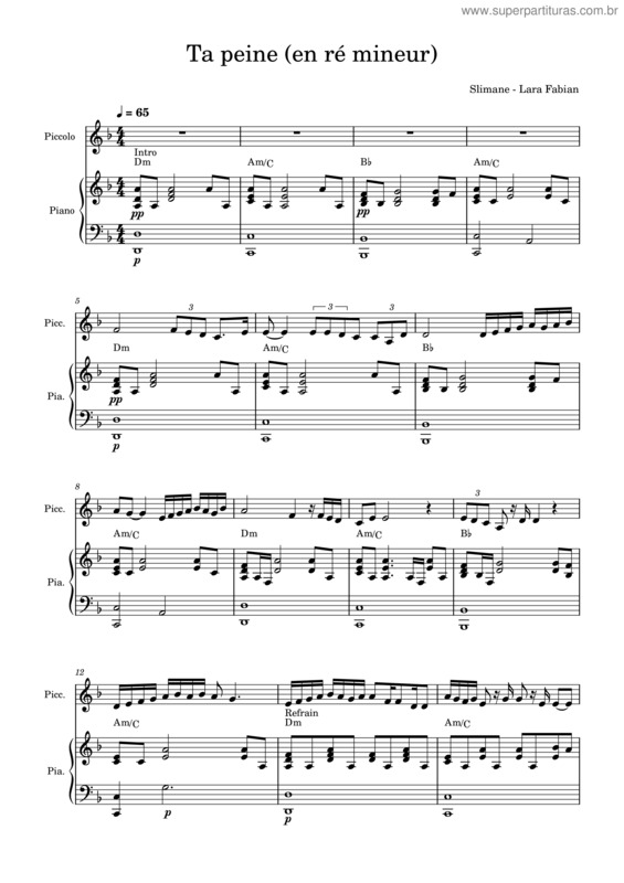 Partitura da música Ta Peine v.2