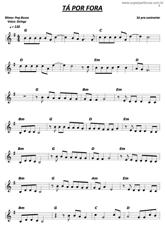 Partitura da música Tá Por Fora