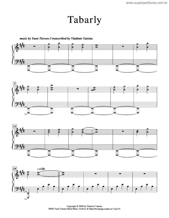 Partitura da música Tabarly