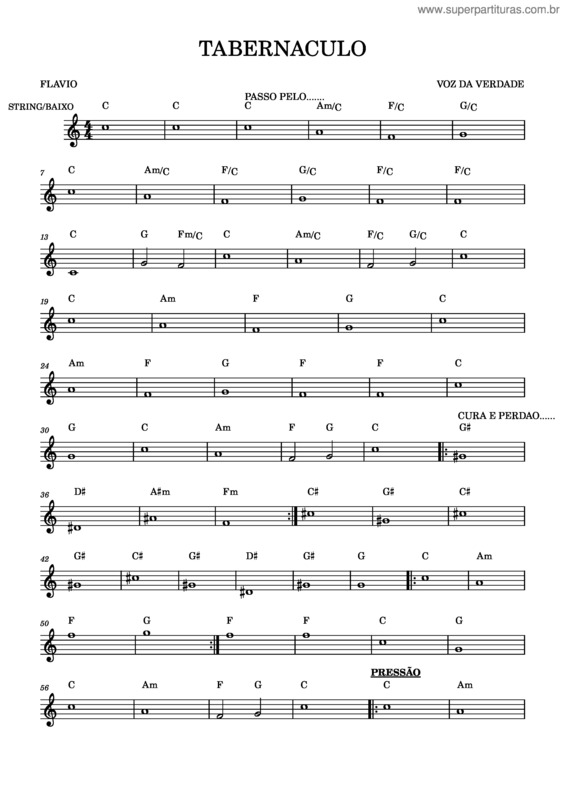 Partitura da música Tabernaculo v.2