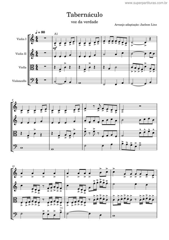 Partitura da música Tabernáculo