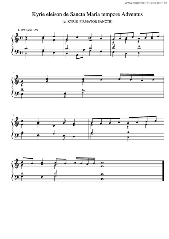Partitura da música Tabulature Johannes Of Lublin   Kyrie Eleison De Sancta Maria Tempore Adventus