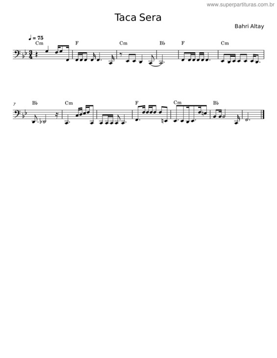 Partitura da música Taca Sera