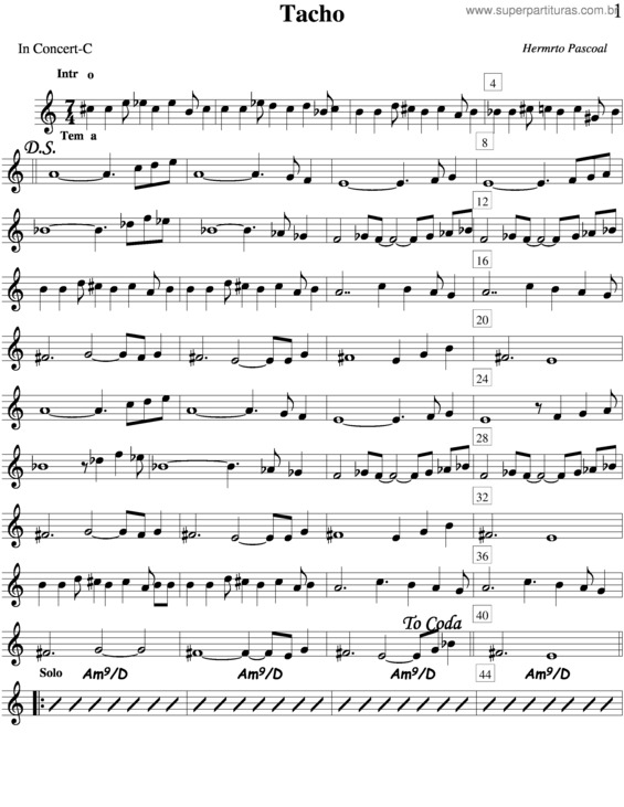 Partitura da música Tacho