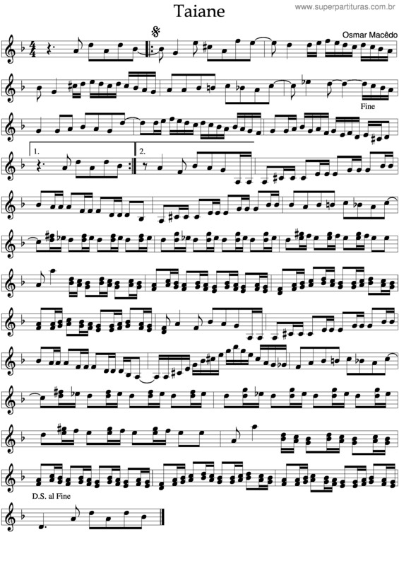 Partitura da música Taiane