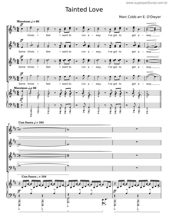 Partitura da música Tainted Love – Gloria Jones v.2