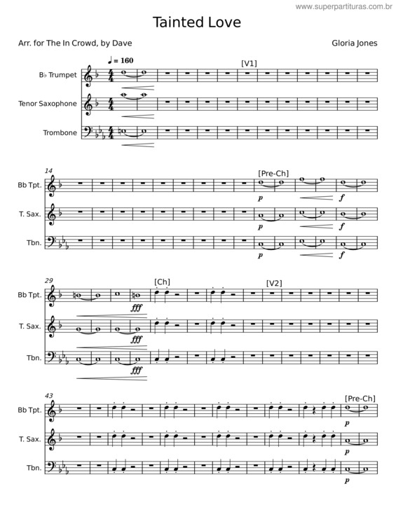 Partitura da música Tainted Love – Gloria Jones v.3