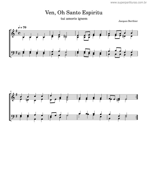 Partitura da música Taizé – Jacques Berthier Ven, Oh Santo Espiritu
