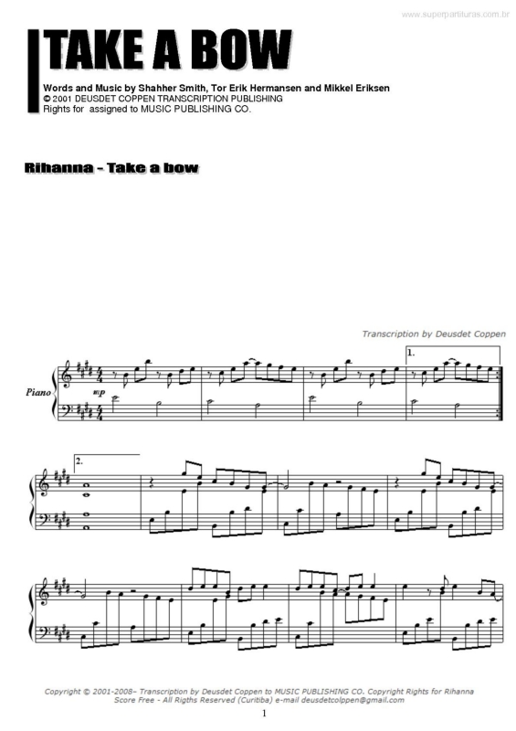 Partitura da música Take a Bow v.2