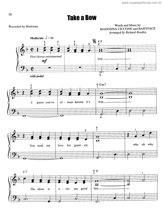 Partitura da música Take A Bow v.7