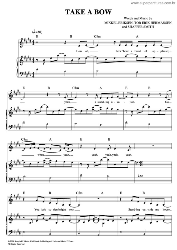 Partitura da música Take A Bow v.9