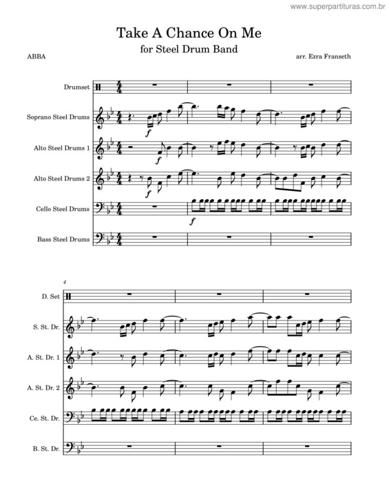 Partitura da música Take A Chance On Me – Abba For Steel Drum Band