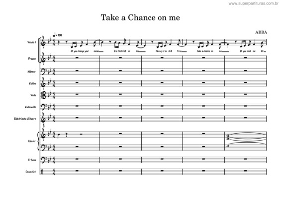 Partitura da música Take A Chance On Me – Abba Take A Chance