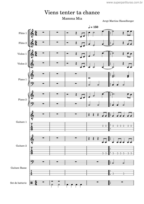 Partitura da música Take A Chance On Me – Abba v.3