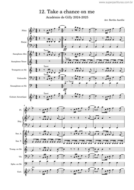 Partitura da música Take A Chance On Me – Abba v.4