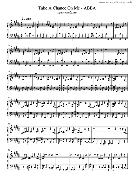 Partitura da música Take A Chance On Me – Abba