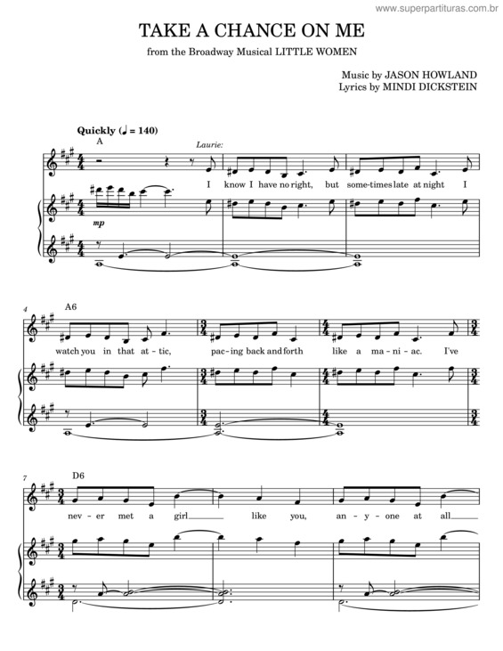 Partitura da música Take A Chance On Me – Jason Howland, Mindi Dickstein