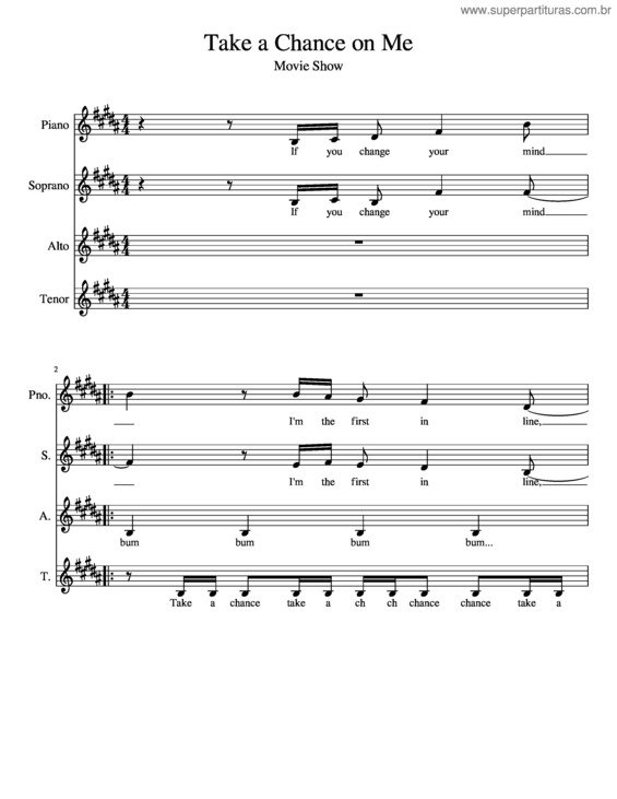 Partitura da música Take A Chance On Me Acapella