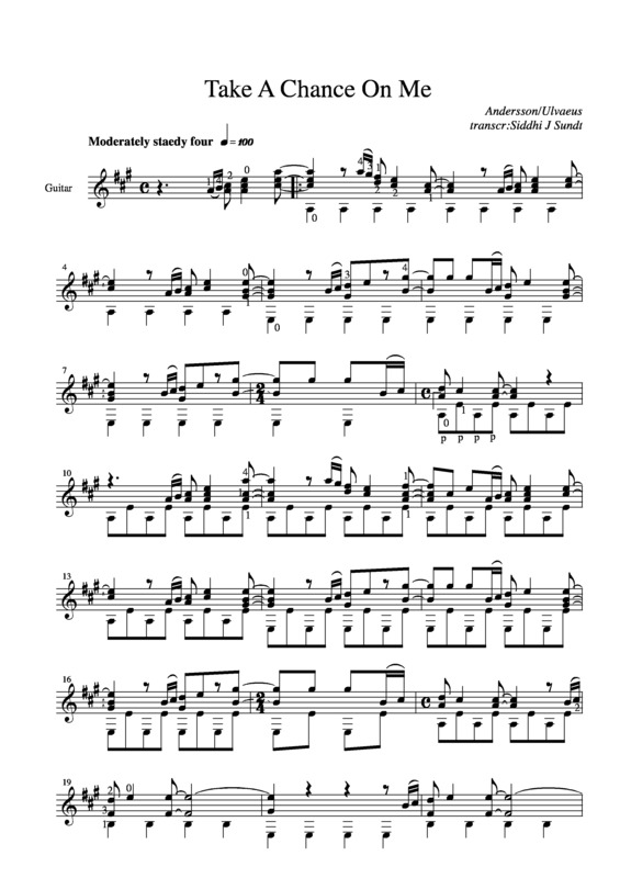 Partitura da música Take A Chance On Me v.5