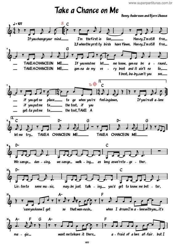 Partitura da música Take A Chance On Me v.7