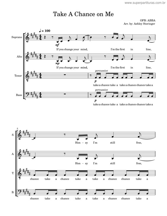 Partitura da música Take A Chance On Me v.8