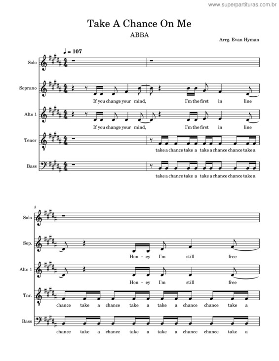 Partitura da música Take A Chance On Me v.9