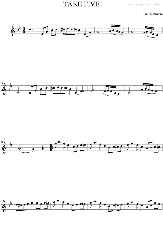 Partitura da música Take Five v.2