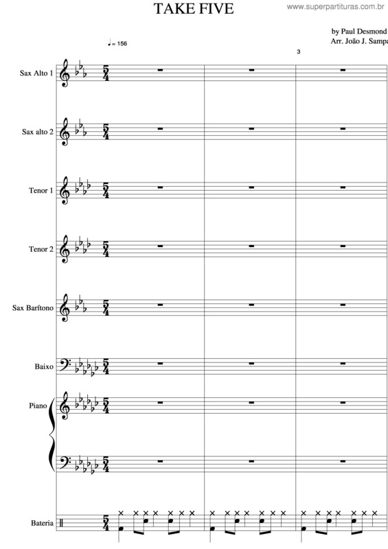 Partitura da música Take Five v.3