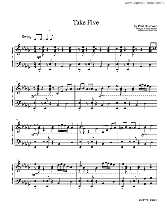 Partitura da música Take Five v.4