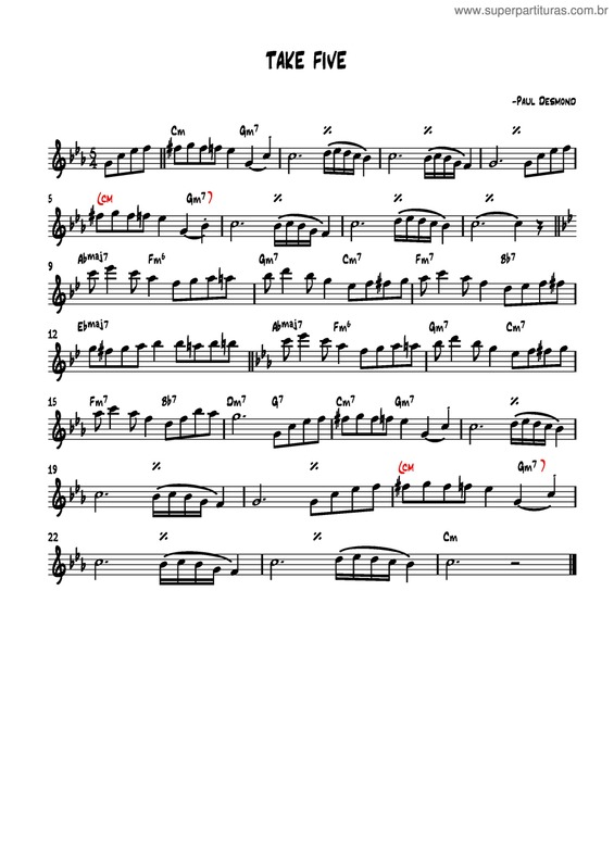 Partitura da música Take Five v.5