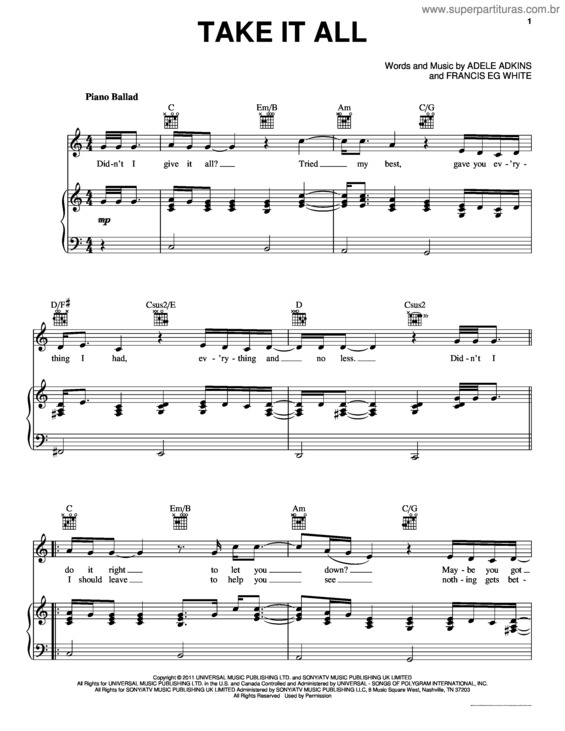 Partitura da música Take It All v.2