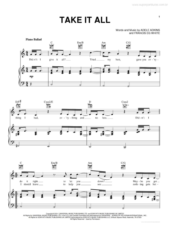 Partitura da música Take it All