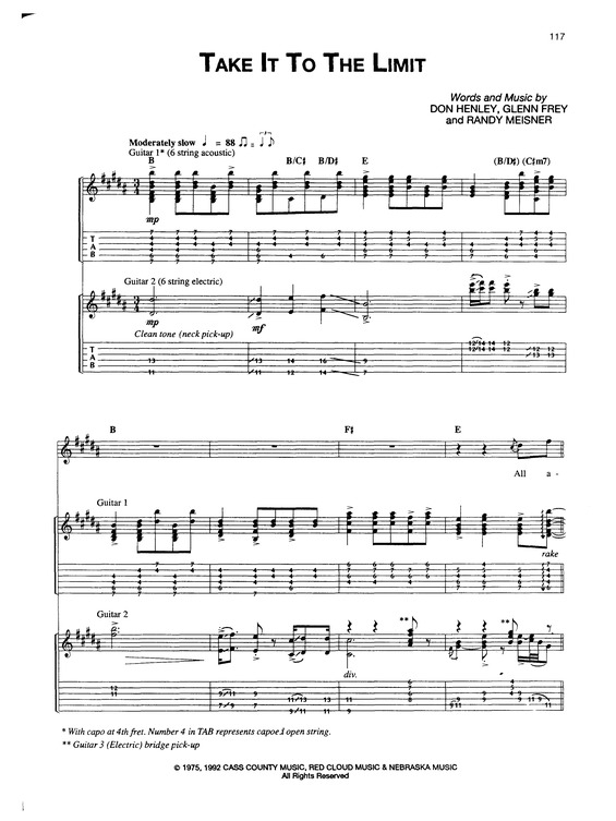 Partitura da música Take It To The Limit