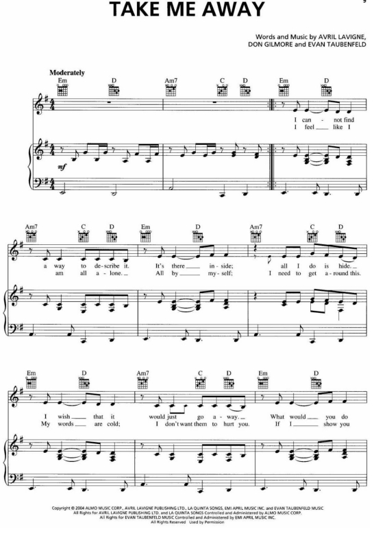 Partitura da música Take Me Away