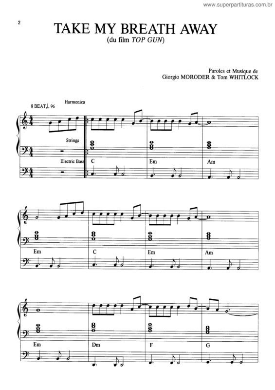 take my breath away alto sax sheet music