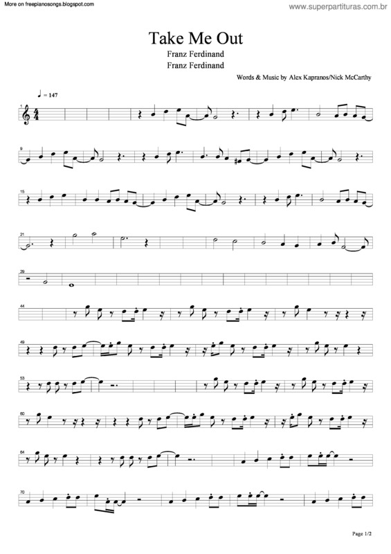 Partitura da música Take Me Out v.3