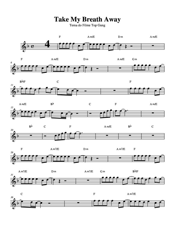 Partitura da música Take My Breath Away (Tema do Filme Top Gun) v.3