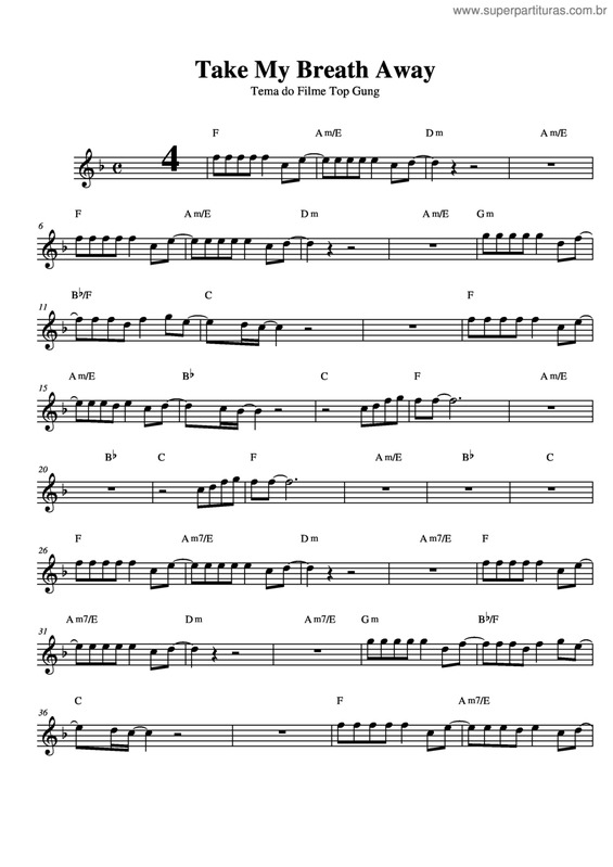 Partitura da música Take My Breath Away v.5