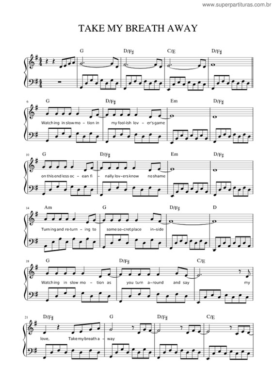 Partitura da música Take My Breath Away v.7