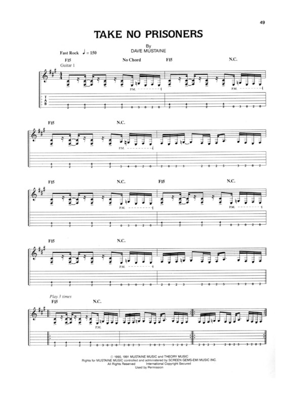 Partitura da música Take No Prisioners