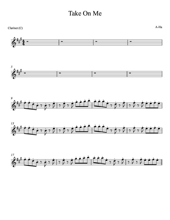 Partitura da música Take On Me v.10