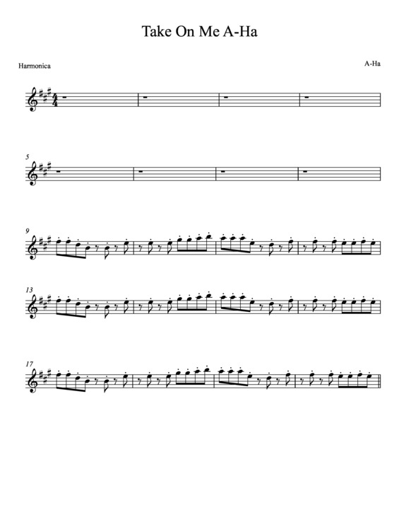 Partitura da música Take On Me v.12